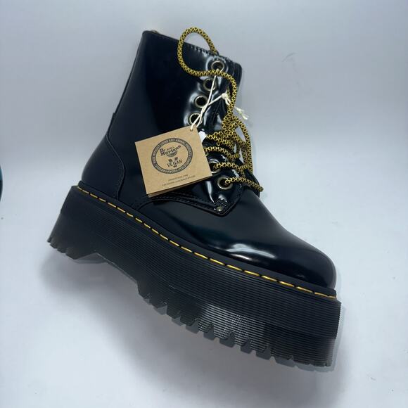 Dr Martens Jadon Max Boots Womens Size: 9 Vegan Leather Black /Yellow New - Picture 2 of 5